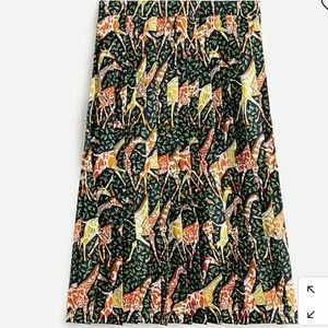 J. Crew. Pleated midi skirt in giraffes. Size 6. NWT.